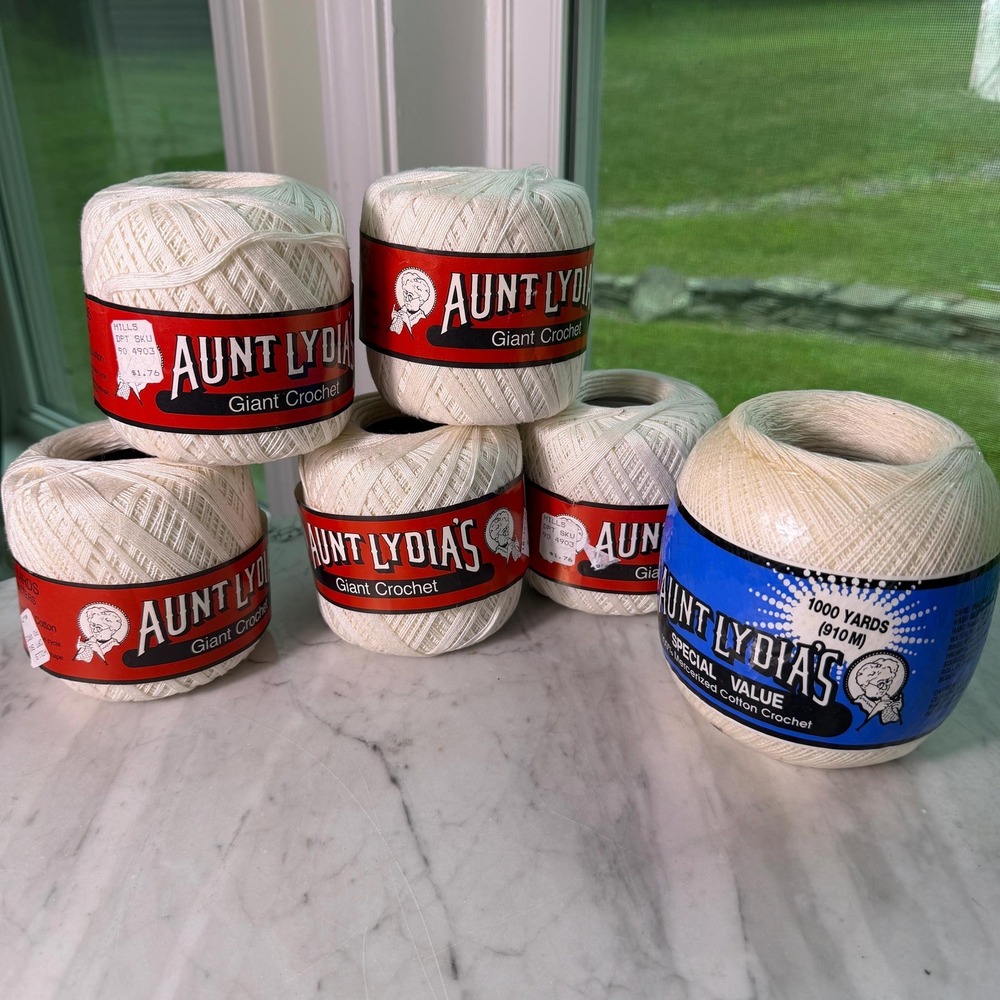 VTG 80s Aunt Lydia's Size 10 White Cotton Crochet Thread Lot 3000 Yards USA NOS